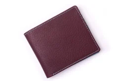 Burgundy & Turquoise 10 Card Deerskin Leather Wallet