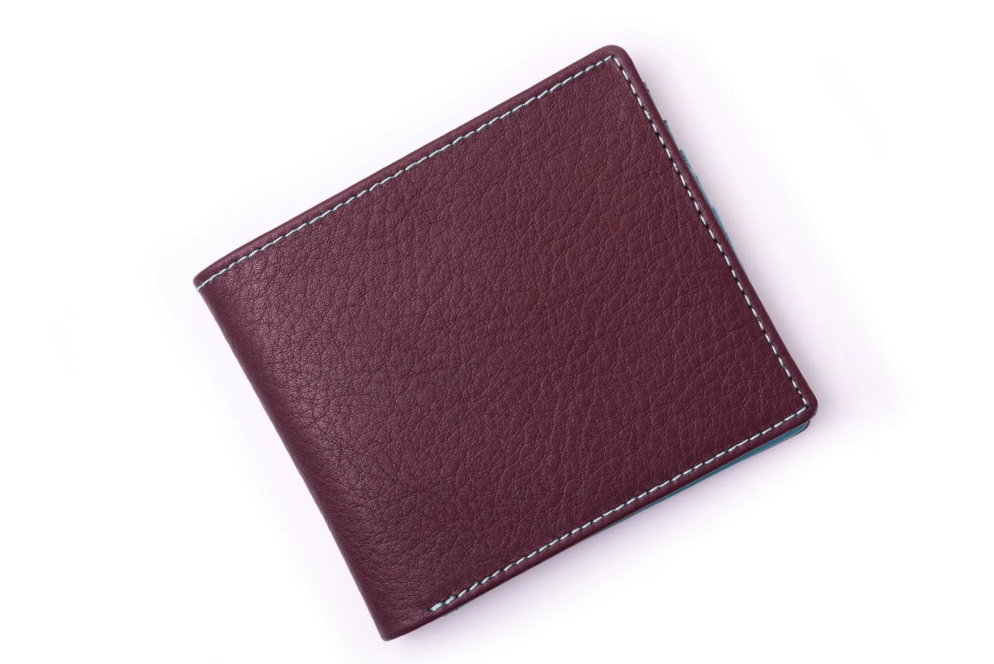 Burgundy & Turquoise 10 Card Deerskin Leather Wallet