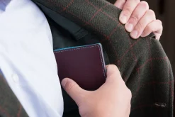 Burgundy & Turquoise 10 Card Deerskin Leather Wallet