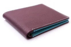 Burgundy & Turquoise 10 Card Deerskin Leather Wallet