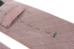 Burgundy & White Prince of Wales Check Silk Tie