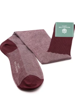 Burgundy & White Two-Tone Solid Socks