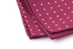 Burgundy & Yellow Polka Dot Wool Challis Pocket Square