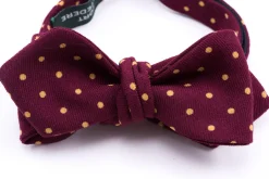 Burgundy & Yellow Polka Dot Wool Challis Bow Tie