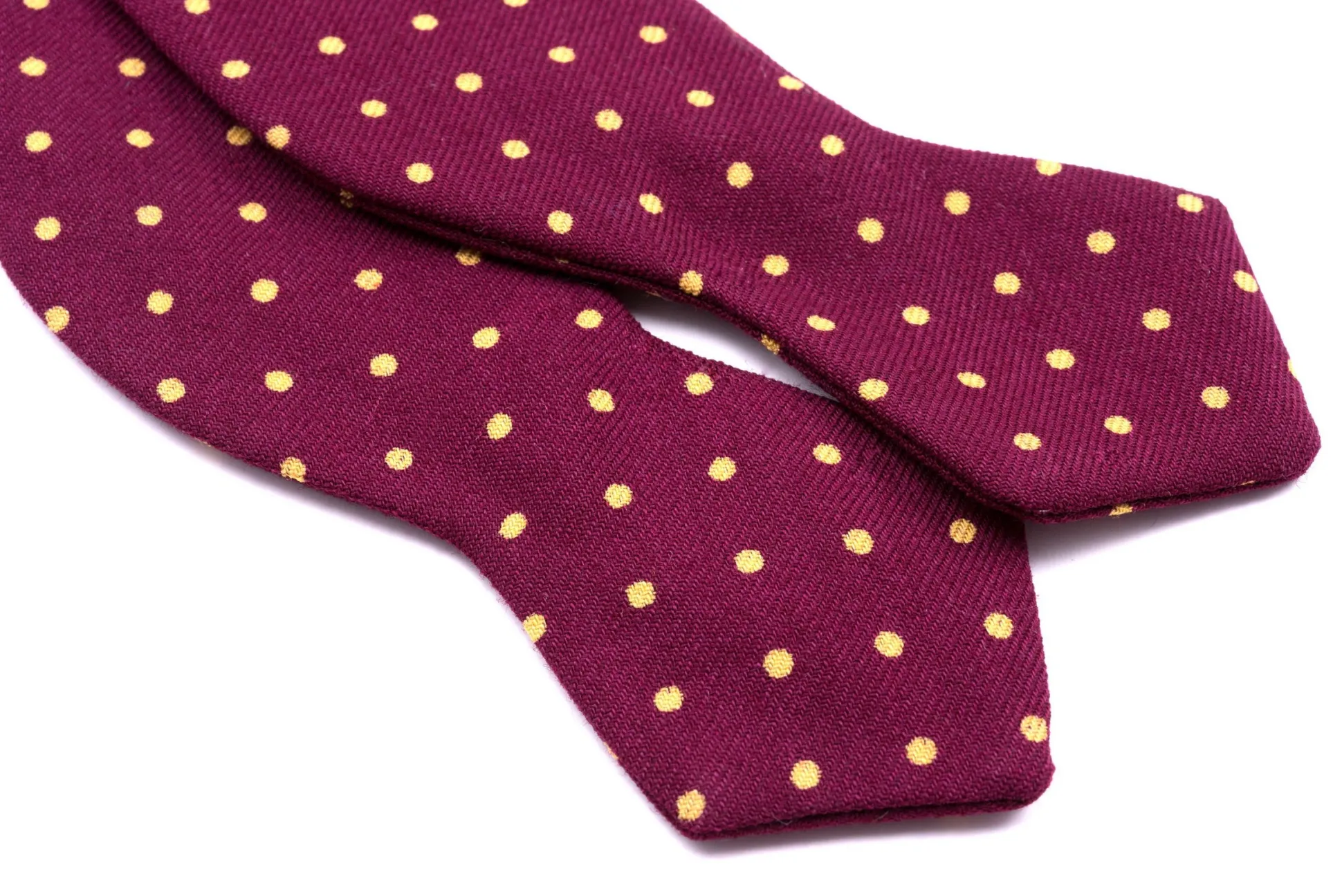 Burgundy & Yellow Polka Dot Wool Challis Bow Tie