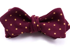 Burgundy & Yellow Polka Dot Wool Challis Bow Tie