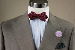 Burgundy & Yellow Polka Dot Wool Challis Bow Tie