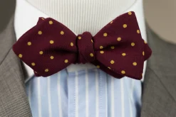 Burgundy & Yellow Polka Dot Wool Challis Bow Tie