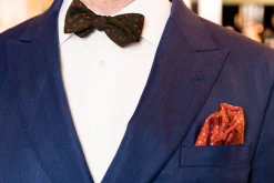 Burnt Orange Dotted Paisley Silk Pocket Square