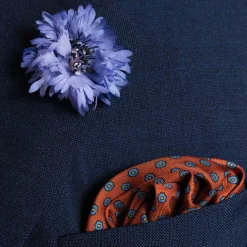 Burnt Orange Dotted Paisley Silk Pocket Square