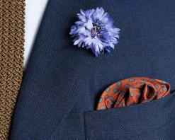 Burnt Orange Dotted Paisley Silk Pocket Square
