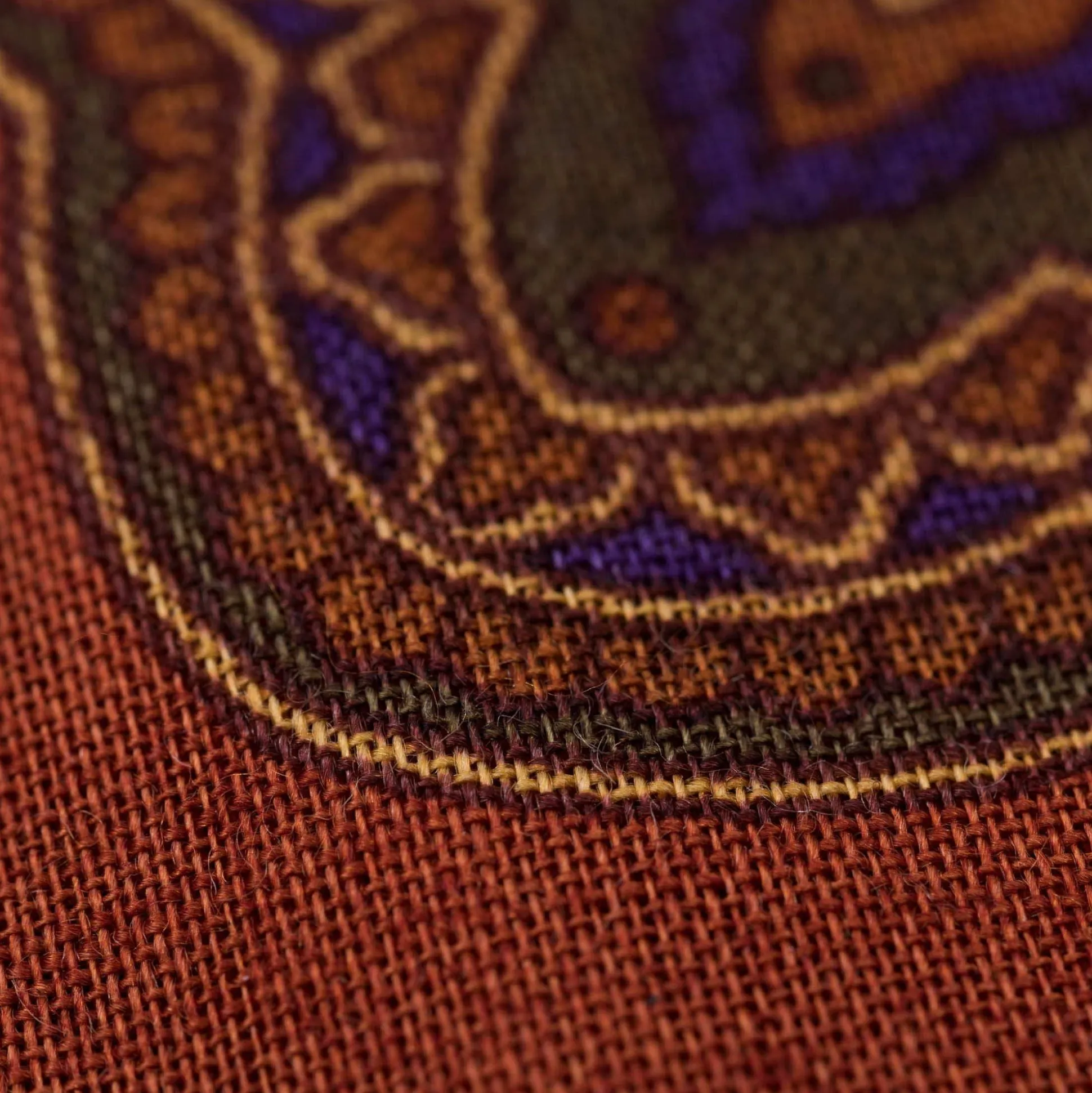 Burnt Orange Paisley Motif Silk Wool Pocket Square
