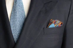 Cerulean Blue Art Deco Egyptian Scarab Pocket Square