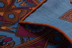 Cerulean Blue Art Deco Egyptian Scarab Pocket Square