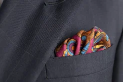 Cerulean Blue Art Deco Egyptian Scarab Pocket Square