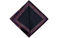 Charcoal & Yellow Paisley Silk-Wool Pocket Square