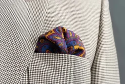 Charcoal & Yellow Paisley Silk-Wool Pocket Square