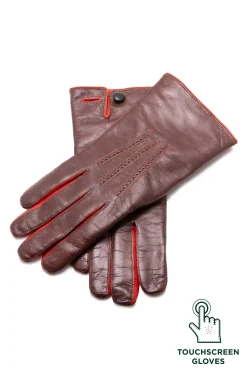 Chestnut Brown Touchscreen Lamb Nappa Leather Gloves