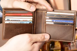 Classic 8 Card Bifold Antique Mahogany Leather Wallet