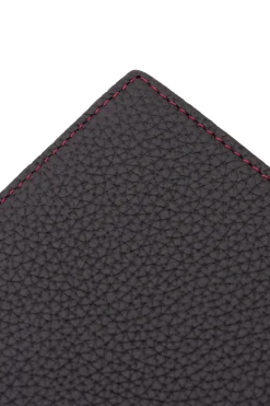 Classic 8 Card Bifold Black & Red Grained Leather Wallet