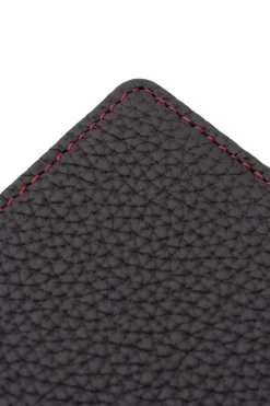 Classic 8 Card Bifold Black & Red Grained Leather Wallet
