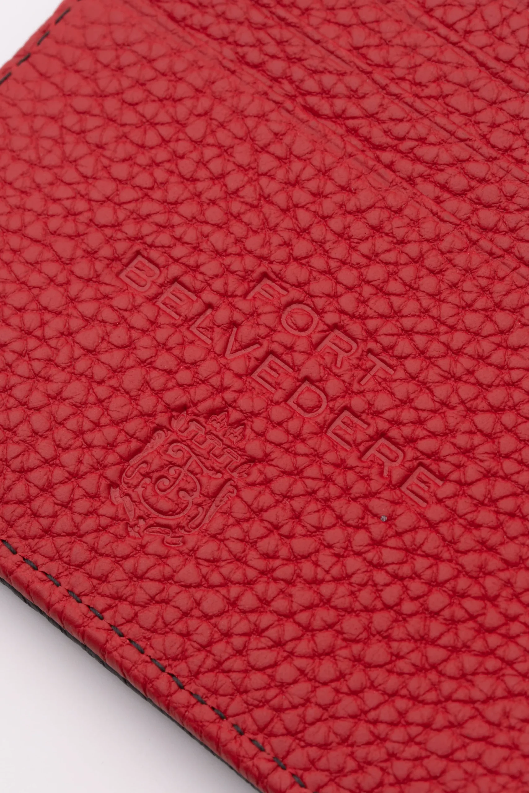 Classic 8 Card Bifold Black & Red Grained Leather Wallet