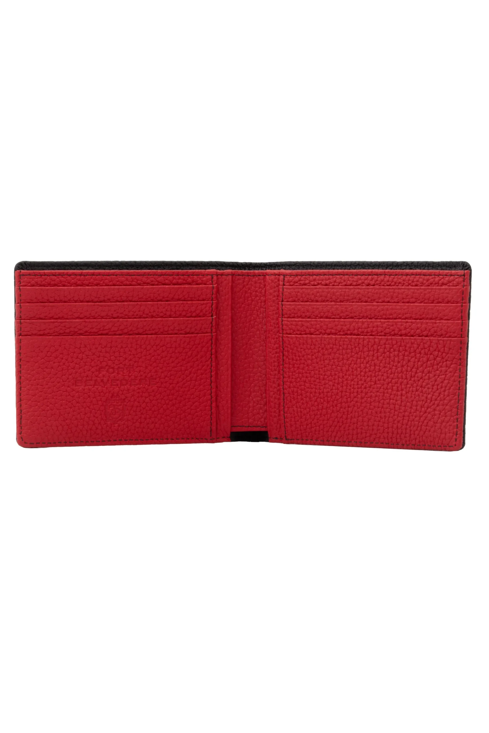 Classic 8 Card Bifold Black & Red Grained Leather Wallet