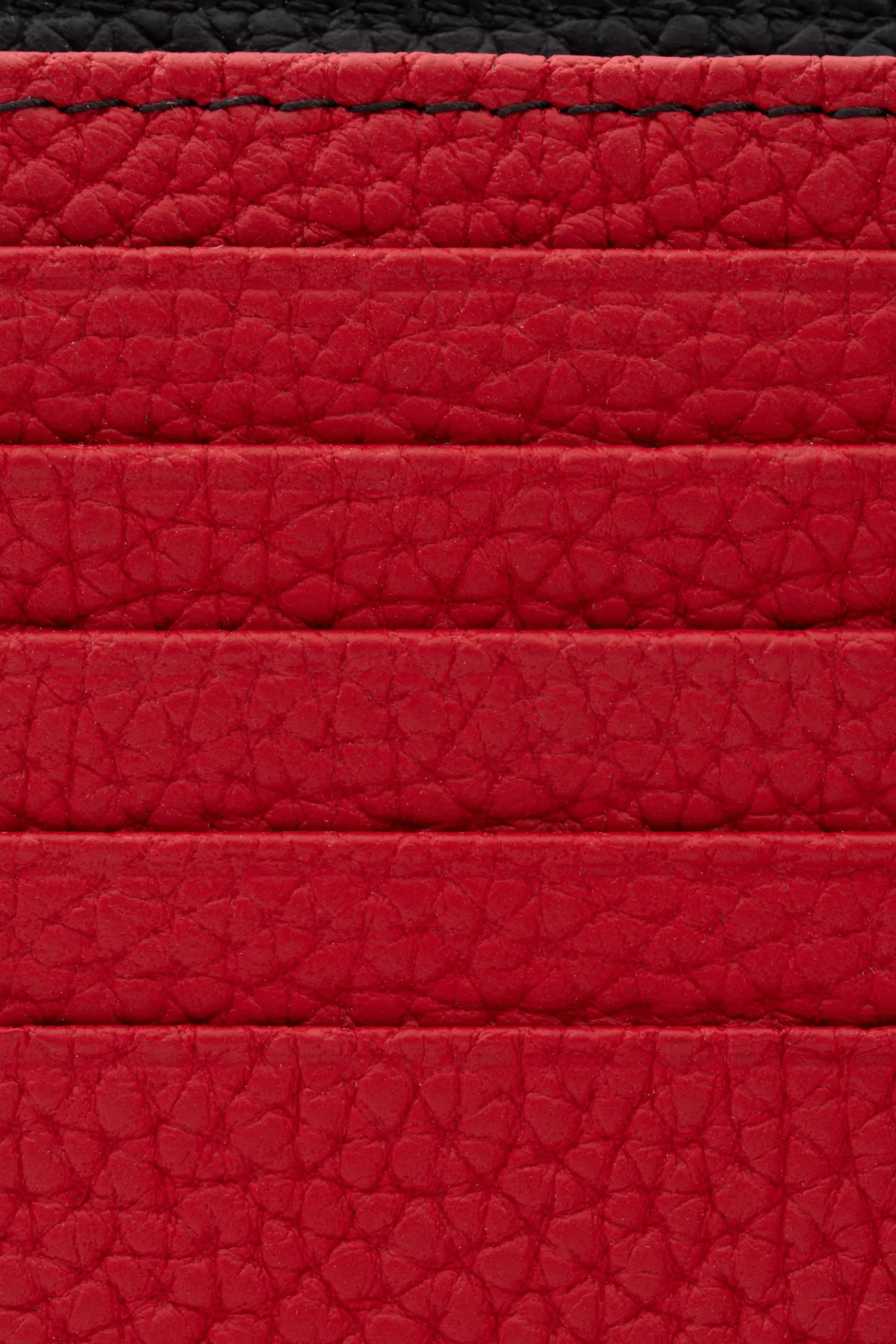 Classic 8 Card Bifold Black & Red Grained Leather Wallet