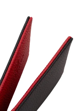 Classic 10 Card Bifold Black & Red Grained Leather Wallet