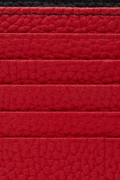 Classic 10 Card Bifold Black & Red Grained Leather Wallet