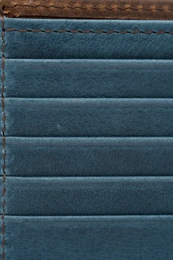 Classic 8 Card Bifold Mahogany & Blue Two Tone Leather Wallet