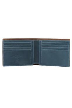 Classic 8 Card Bifold Mahogany & Blue Two Tone Leather Wallet