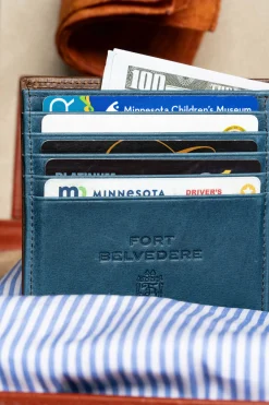 Classic 10 Card Bifold Mahogany & Blue Two Tone Leather Wallet