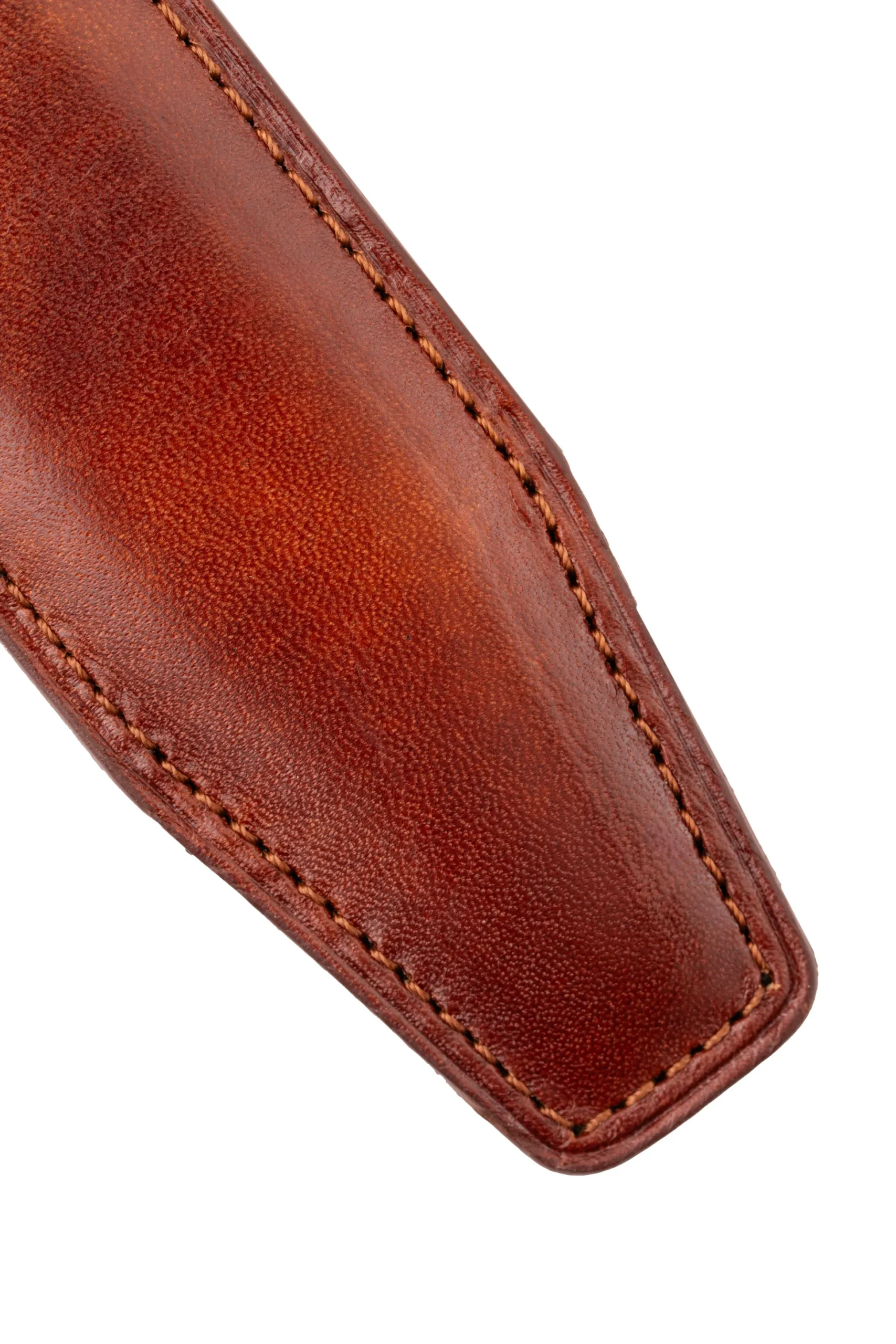 Cognac Brown Museum Calf Leather Belt