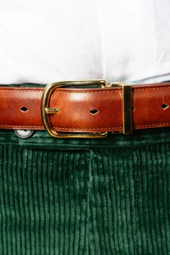 Cognac Brown Museum Calf Leather Belt