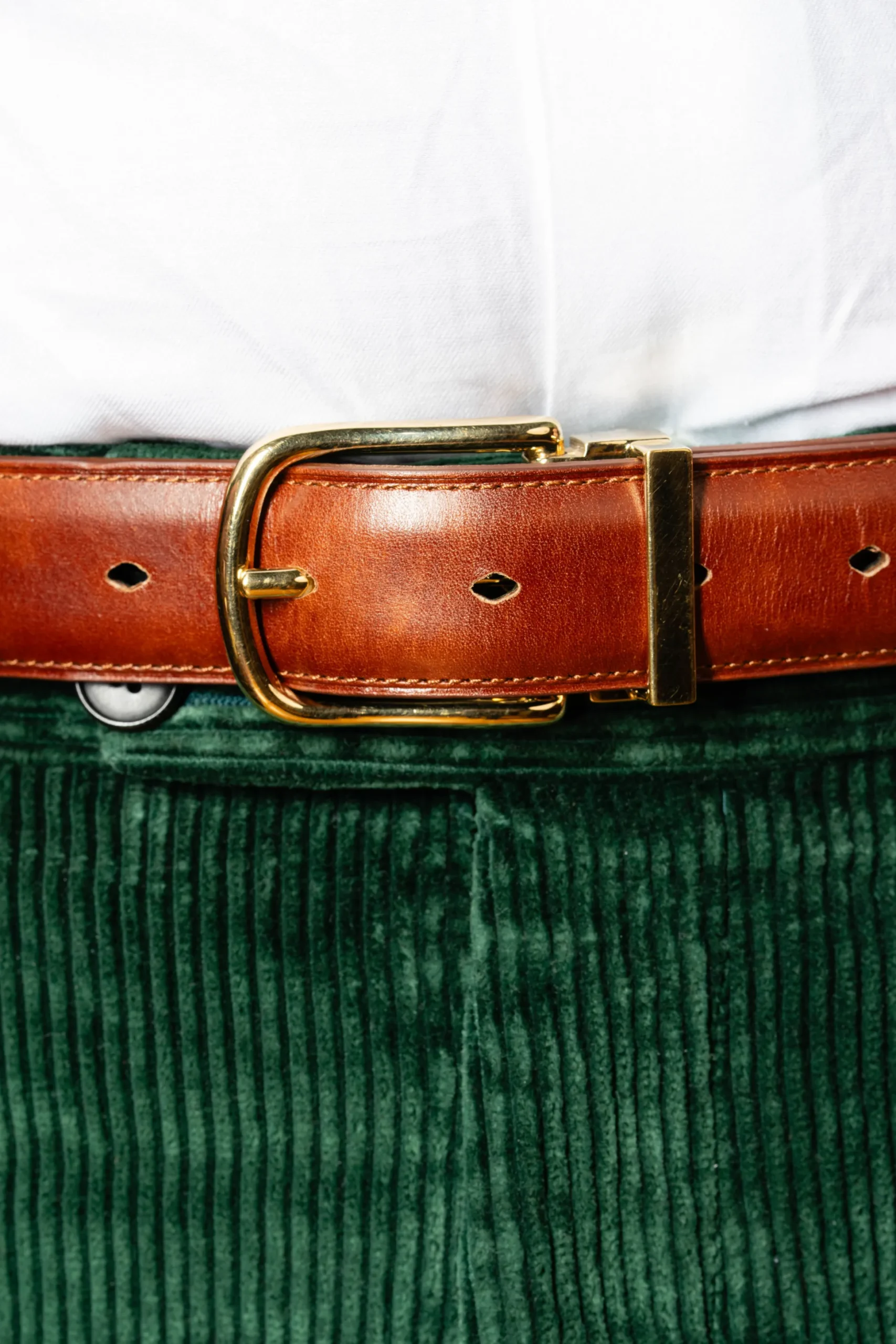 Cognac Brown Museum Calf Leather Belt