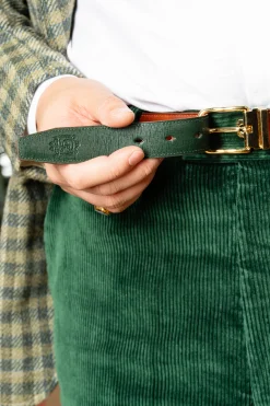 Cognac Brown Museum Calf Leather Belt
