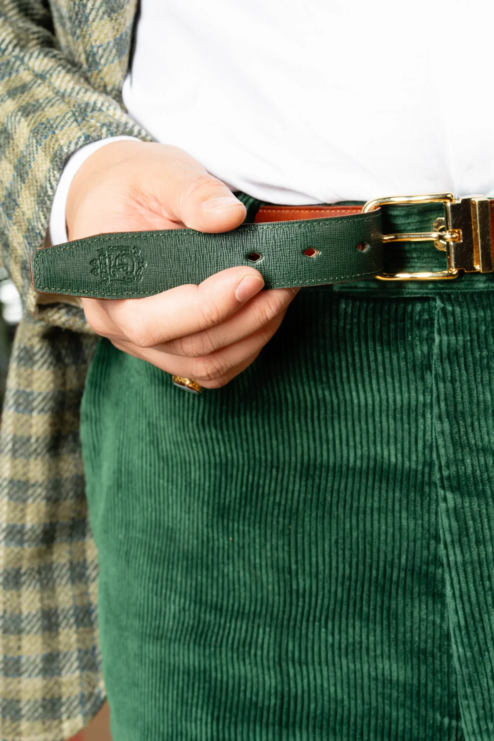 Cognac Brown Museum Calf Leather Belt