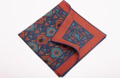 Copper Red Art Deco Egyptian Scarab Pocket Square