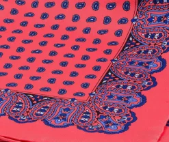 Coral Red Small & Large Paisley Silk Pocket Square