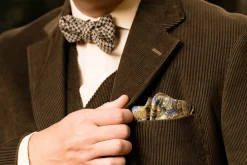 Cornflower Blue Reversible Pheasant & Paisley Silk Pocket Square