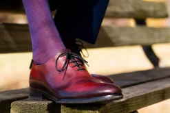 Dark Blue & Red Two-Tone Solid Cotton Socks