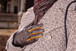 Dark Brown Touchscreen Lamb Nappa Gloves