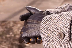 Dark Brown Touchscreen Lamb Nappa Gloves