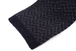 Dark Gray & Navy Herringbone Wool Knit Tie