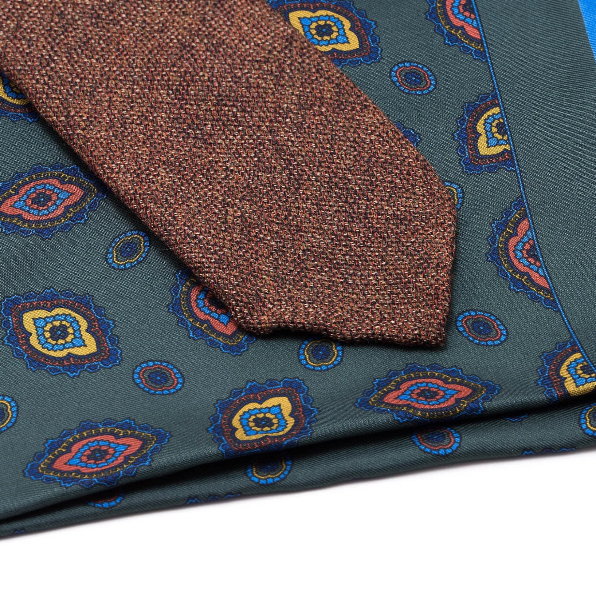 Dark Green Diamond Motif Silk Pocket Square