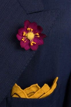 Dark Magenta Lotus Boutonnière Flower