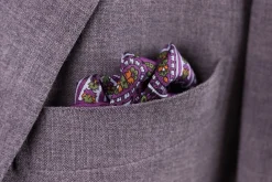 Dark Magenta Paisley Silk Pocket Square