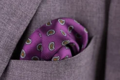 Dark Magenta Paisley Silk Pocket Square