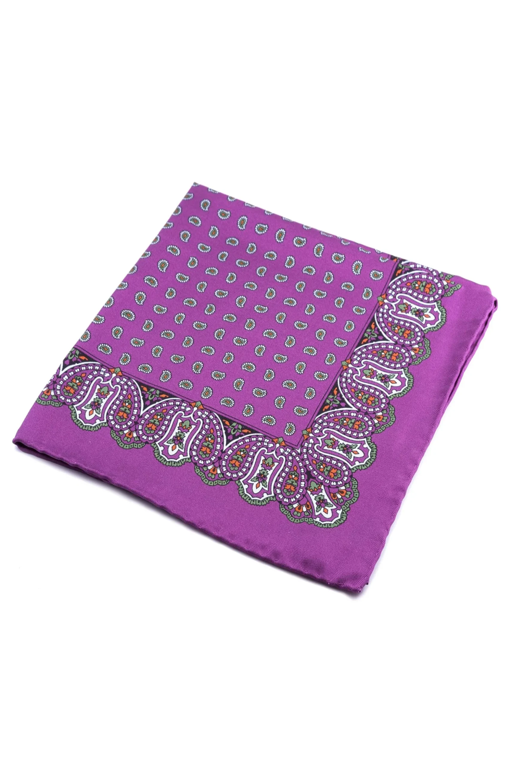 Dark Magenta Paisley Silk Pocket Square